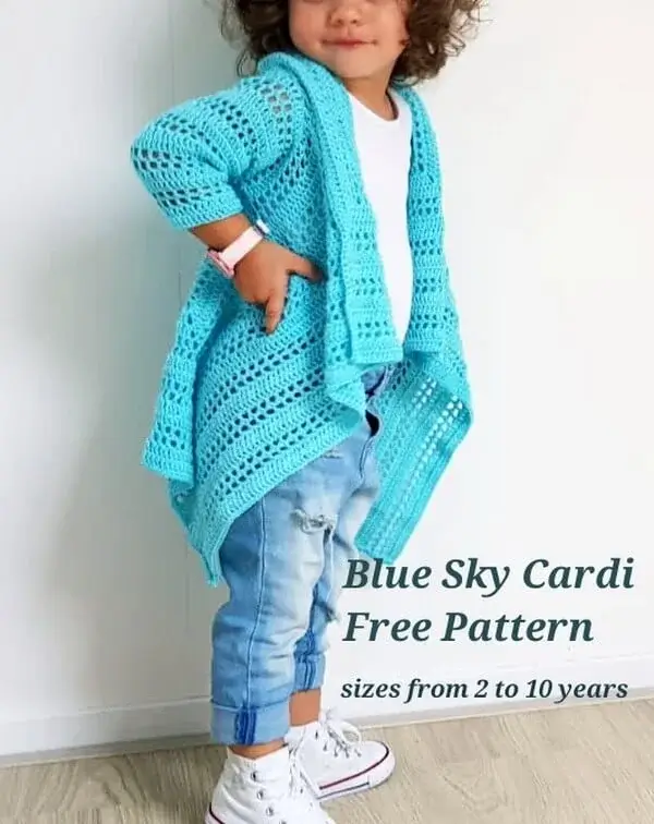 Blue Sky Kids Cardi Free Crochet Pattern