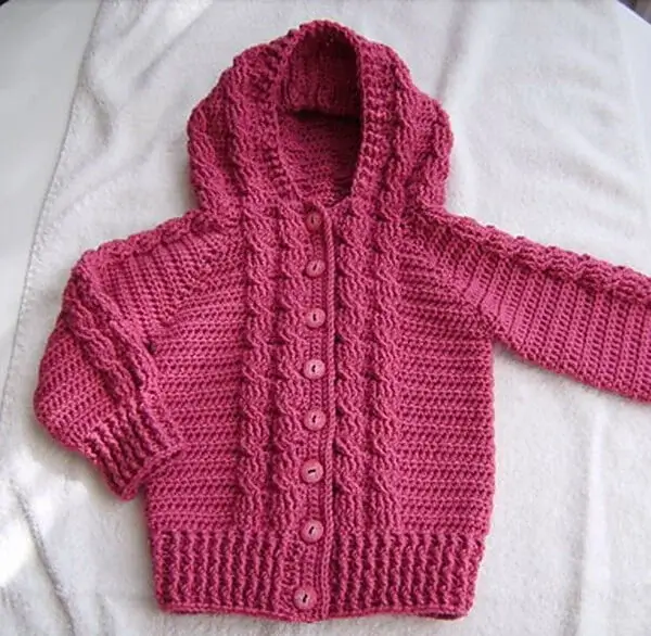 Cablework Baby Hoodie Free Crochet Pattern