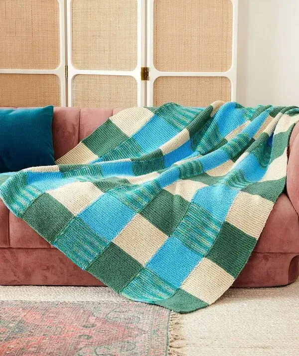 Join-As-You-Go Checkerboard Blanket