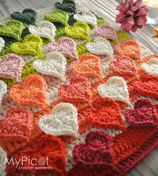 Multicolored Hearts Stitch