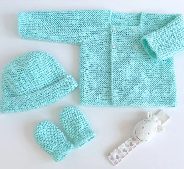 No Purl Baby Cardigan Set