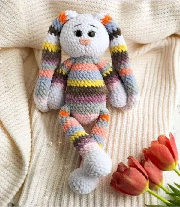 Rainbow Stripes Bunny