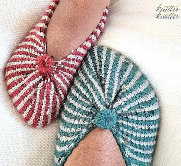 Tunisian Slippers from a Rectangle